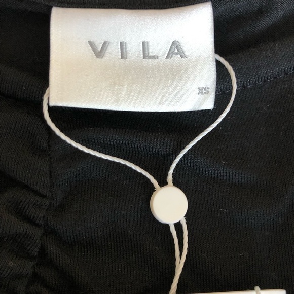 VILA Black Long Sleeve Sweetheart Neckline Dress XS NWT - Picture 9 of 11